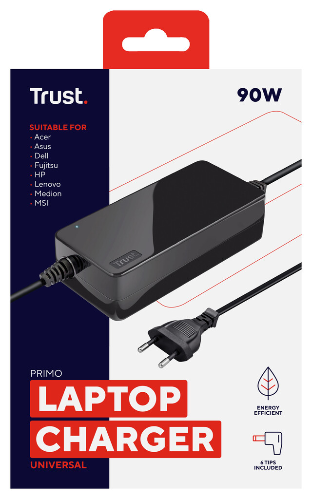 Trust Primo 70W Universele laptop‑lader – laptop‑oplader – universele laptop‑adapter – met meerdere aansluitstukken – Zwart - Afbeelding 4