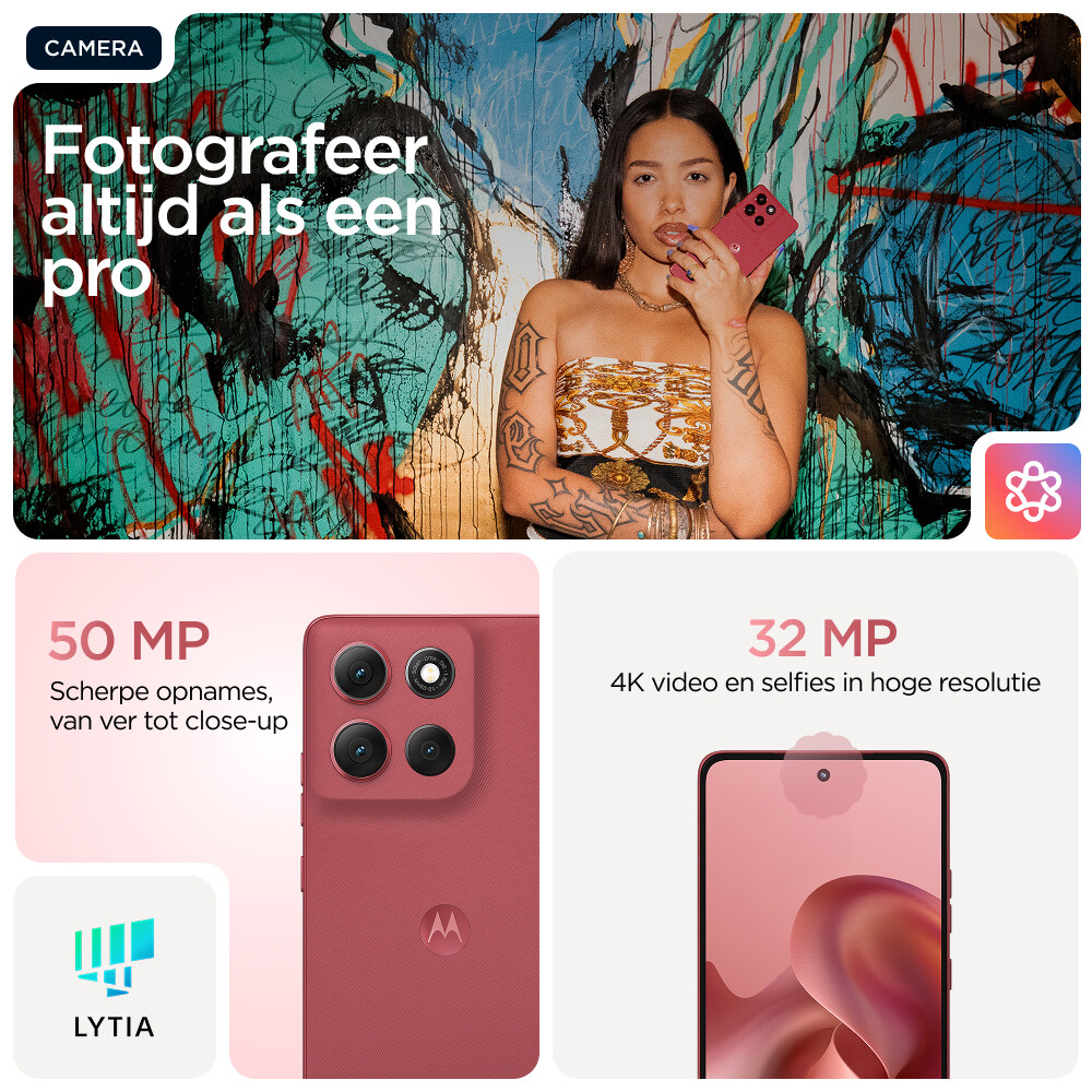 Motorola moto g86 5G 16,9 cm (6.67") Dual SIM Android 15 USB Type-C 8 GB 256 GB 5200 mAh Roze - Afbeelding 8