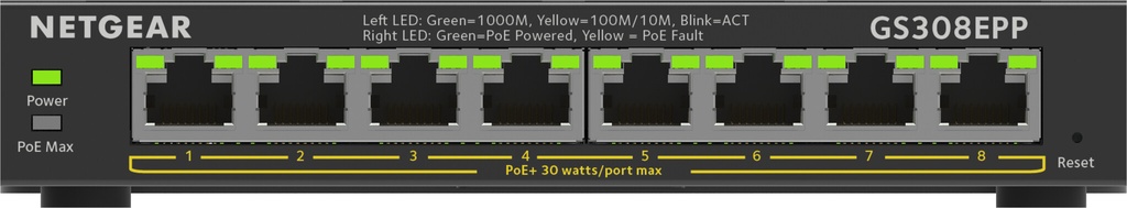 NETGEAR 8-Port Gigabit Ethernet High-Power PoE+ Plus Switch (GS308EPP) - Afbeelding 2