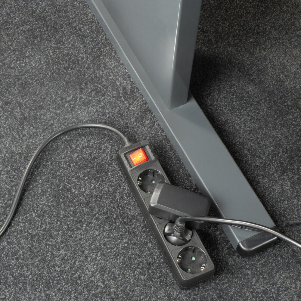 ACT Stekkerdoos met lichtgevende schakelaar, 4 sockets, 2 m, zwart - Afbeelding 4
