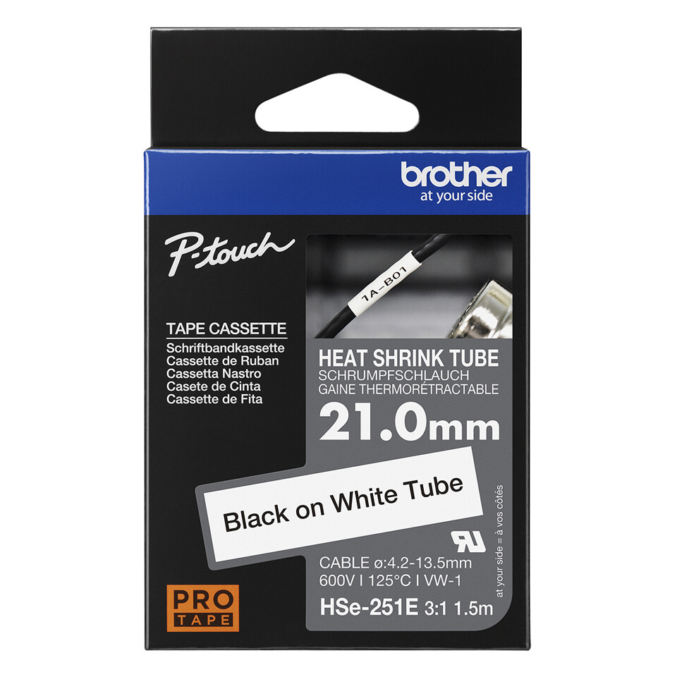 Brother HSE-251E labelprinter-tape Zwart op wit - Afbeelding 2