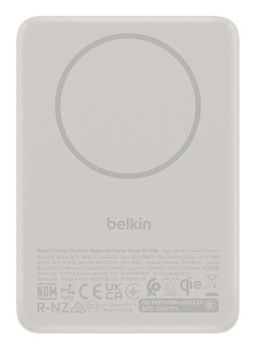 Belkin BPD021HQSA powerbank 5000 mAh Draadloos opladen Zand