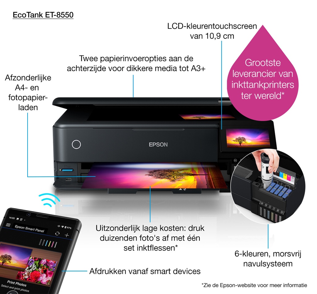 Epson EcoTank ET-8550 A3+ Wi-Fi-fotoprinter met inkttank - Afbeelding 31