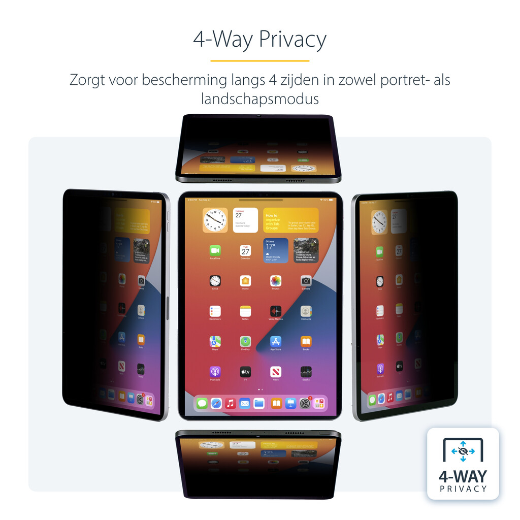 StarTech.com 4-Way 11-inch iPad Pro Privacy Filter, Portrait/Landscape Orientatie, Touch-Enabled, Anti-Glans Security Filter, + - Afbeelding 10