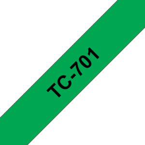 Brother TC-701 labelprinter-tape Zwart op groen