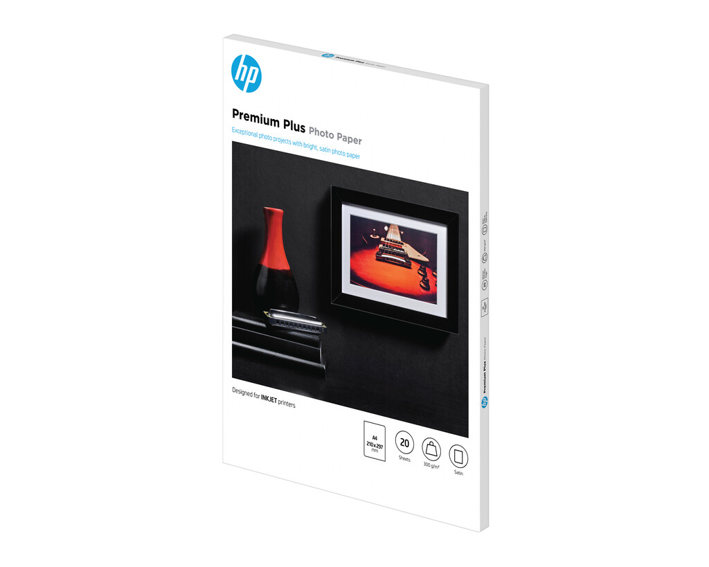 HP Premium Plus fotopapier, satijn, 300 g/m2, A4 (210 x 297 mm), 20 vellen - Afbeelding 2