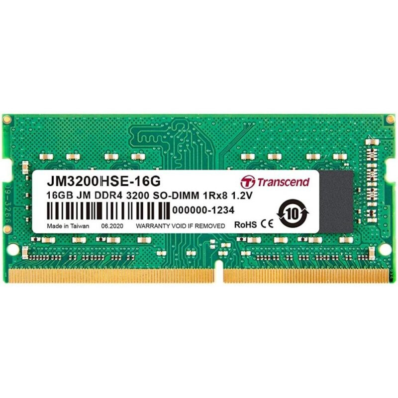 Transcend JetRam JM3200HSE-16G geheugenmodule 16 GB 1 x 16 GB DDR4 260-pin SO-DIMM