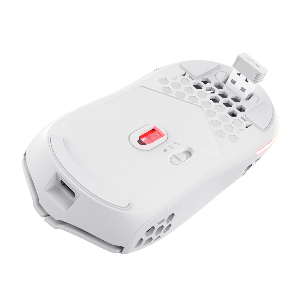 Trust GXT 929W Helox Gaming Muis - Draadloze gamingmuis – 6 programmeerbare knoppen – 4800 DPI – Wit - Afbeelding 3