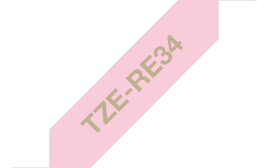 Brother TZE-RE34 labelprinter-tape Goud op roze