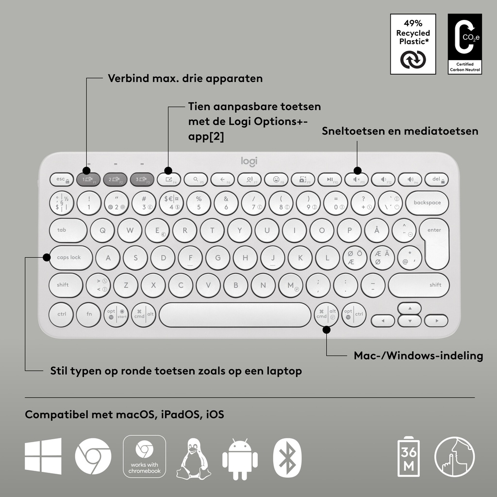 Logitech Pebble Keys 2 K380s - Afbeelding 6