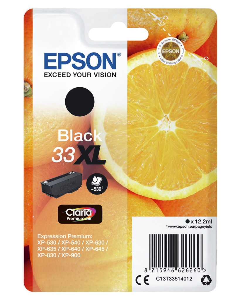 Epson Oranges Singlepack Black 33XL Claria Premium Ink - Afbeelding 2