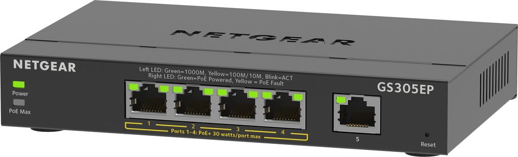 NETGEAR 5-Port Gigabit Ethernet PoE+ Plus Switch (GS305EP) - Afbeelding 3