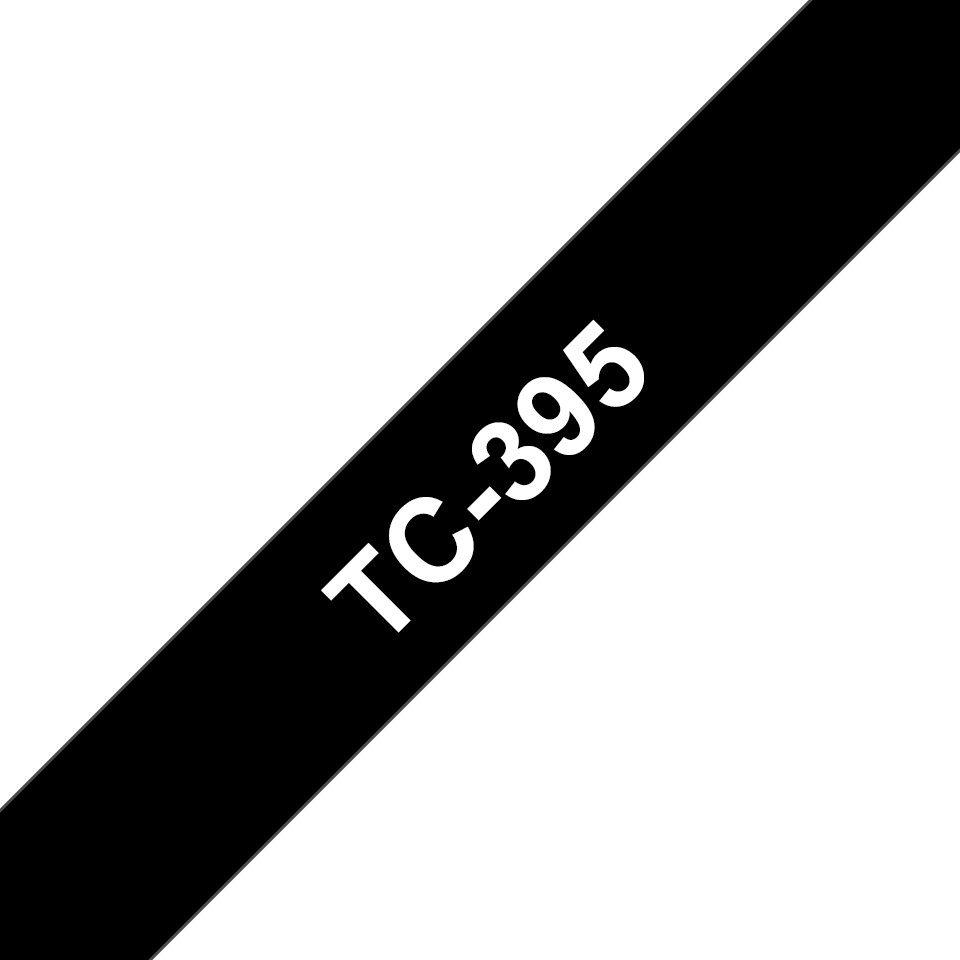 Brother TC-395 labelprinter-tape Wit op zwart