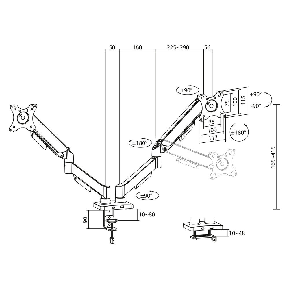 ACT Monitorarm 35", gasveer, 2 monitoren, Essentials - Afbeelding 5
