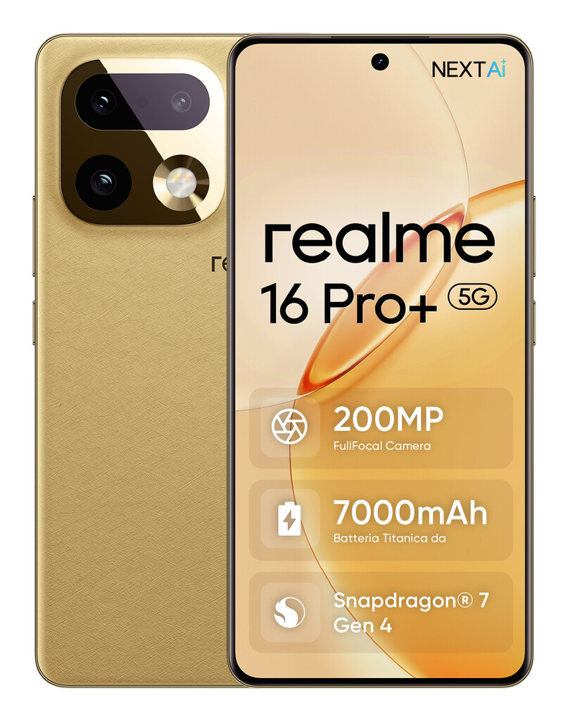 realme 16 Pro+ 17,3 cm (6.8") 5G USB Type-C 12 GB 512 GB 7000 mAh Goud - Afbeelding 2