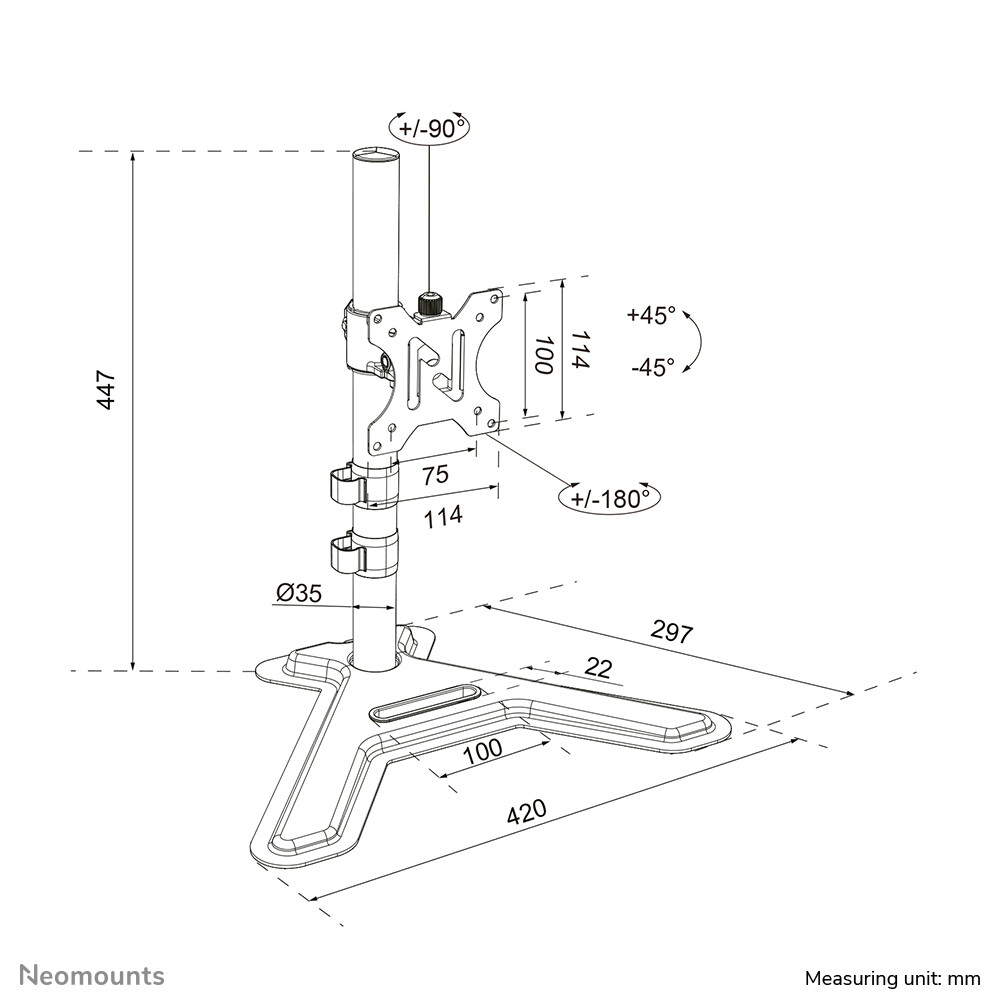 Neomounts DS45-600BL1 Monitorstandaard voor één scherm 10-32" - Afbeelding 12