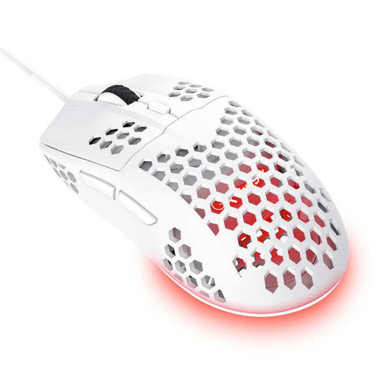 Trust GXT 928W Helox Gaming Muis - Ultralichte gamingmuis – 6 programmeerbare knoppen – 6400 DPI – Wit - Afbeelding 2