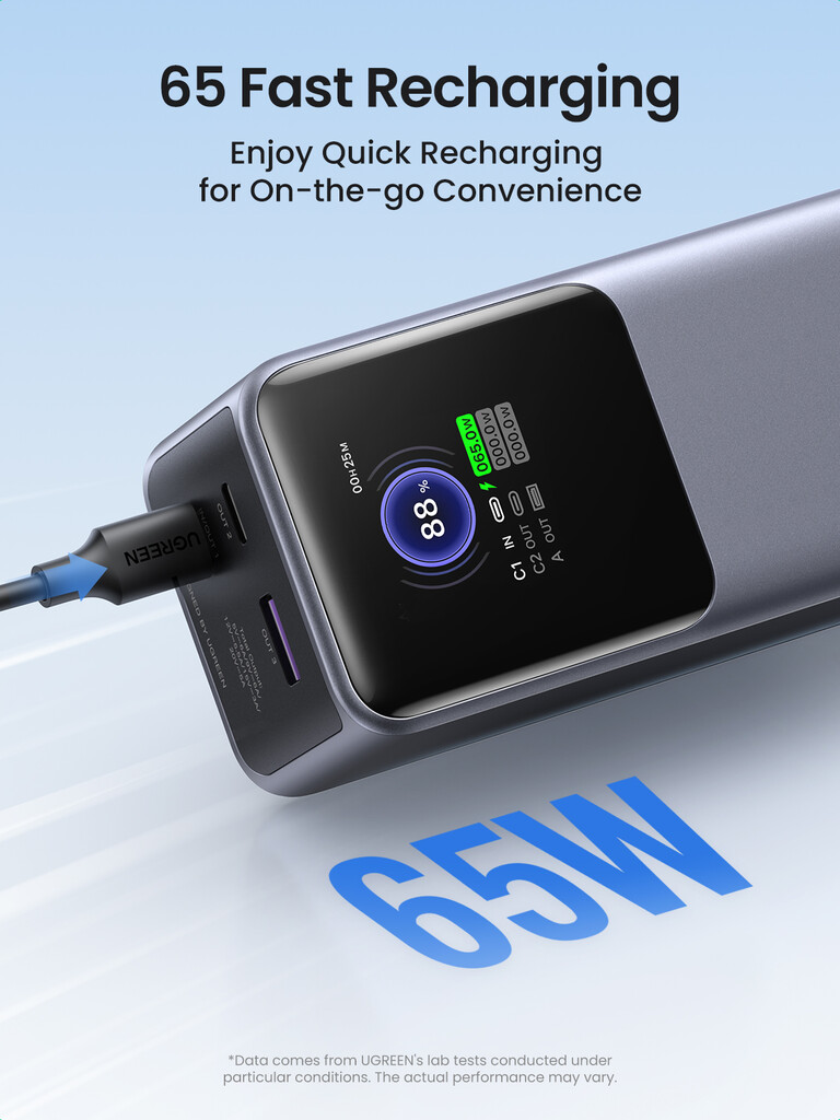 Ugreen 25000mAh 200W Fast Charging Powerbank Grijs - Afbeelding 9