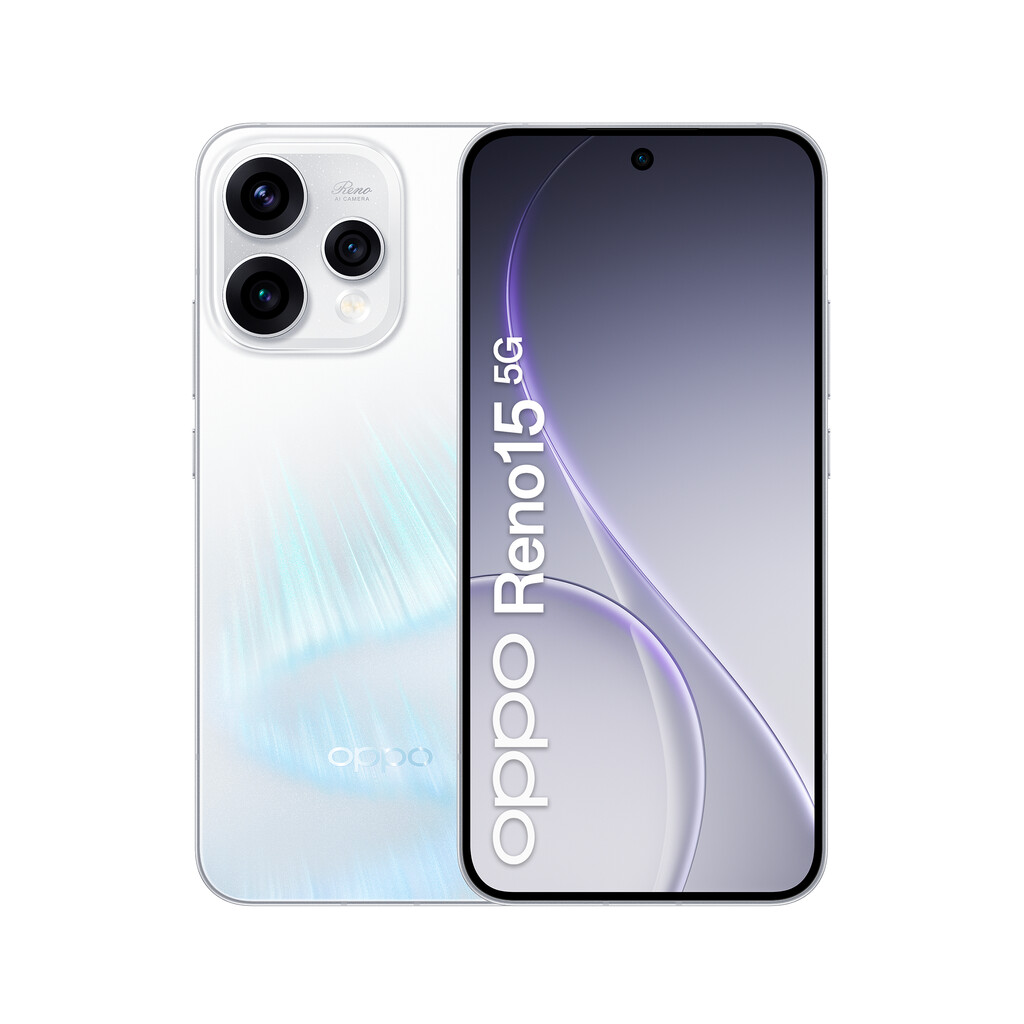 OPPO Reno15 5G Aurora White Box 16,7 cm (6.59") Dual SIM Android 16.0 USB Type-C 8 GB 512 GB 6500 mAh Wit - Afbeelding 2
