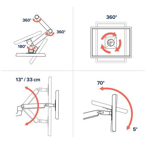 Ergotron LX Series LX Wall Mount LCD Arm 86,4 cm (34") Muur Aluminium - Afbeelding 8