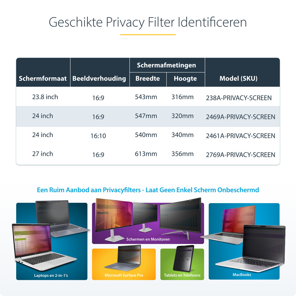 StarTech.com 24 inch 16:9 Computer Monitor Privacy Filter, Hangend Acryl Security Filter, Snel te installeren Privacy Screen, M - Afbeelding 12