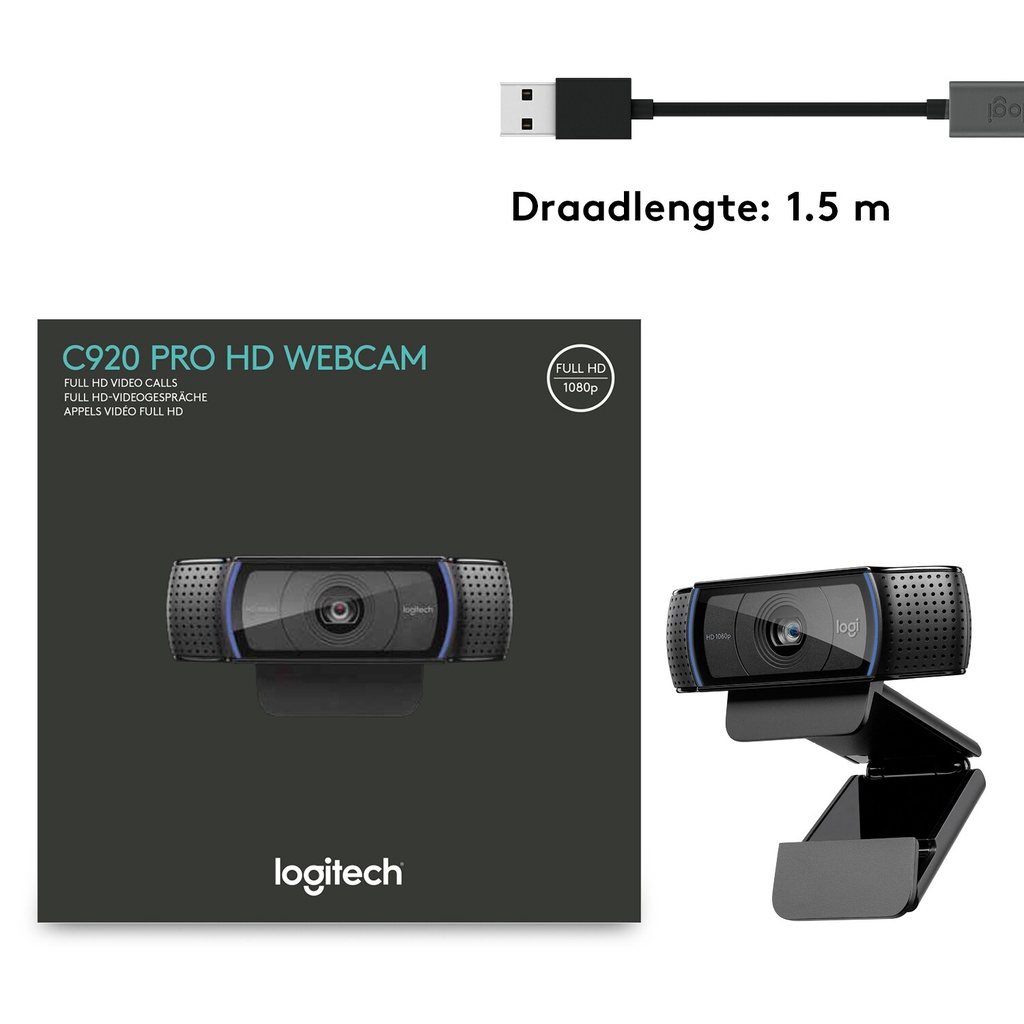 Logitech C920 Pro HD webcam 3 MP 1920 x 1080 Pixels USB Zwart - Afbeelding 9
