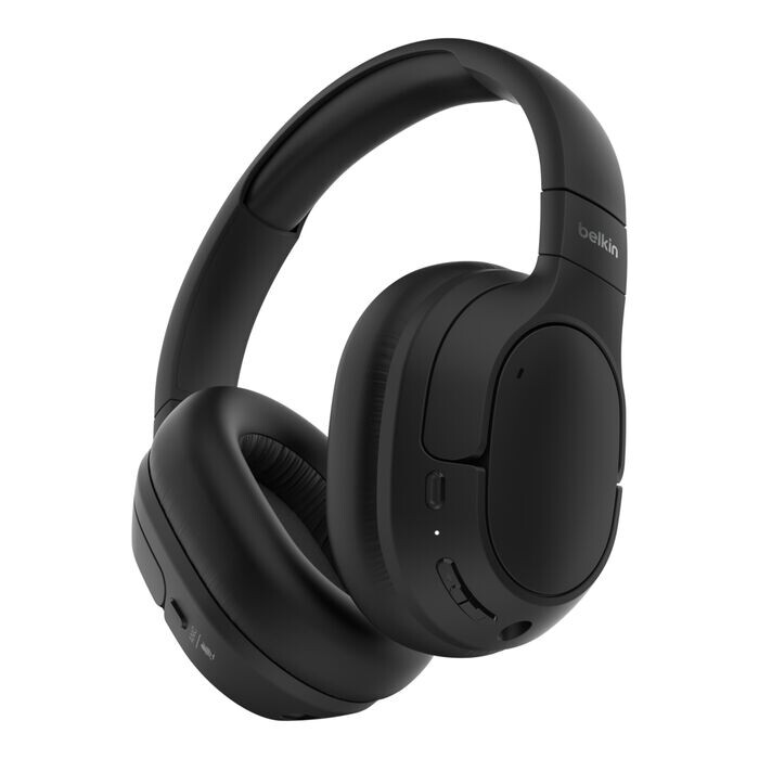 Belkin AUD008HQBK hoofdtelefoon/headset Hoofdtelefoons Draadloos Hoofdband Oproepen/muziek USB Type-C Bluetooth Zwart