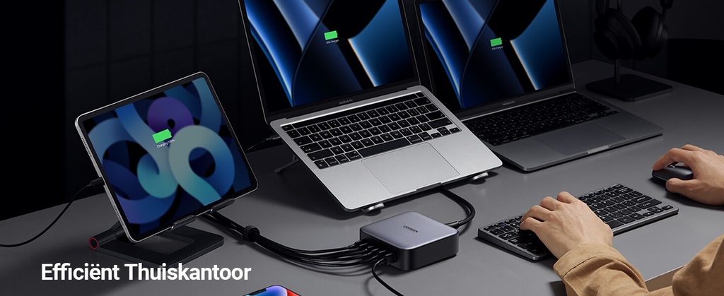 Ugreen 40914 Nexode 200W GaN Desktop USB-C USB-A Oplader - Afbeelding 16