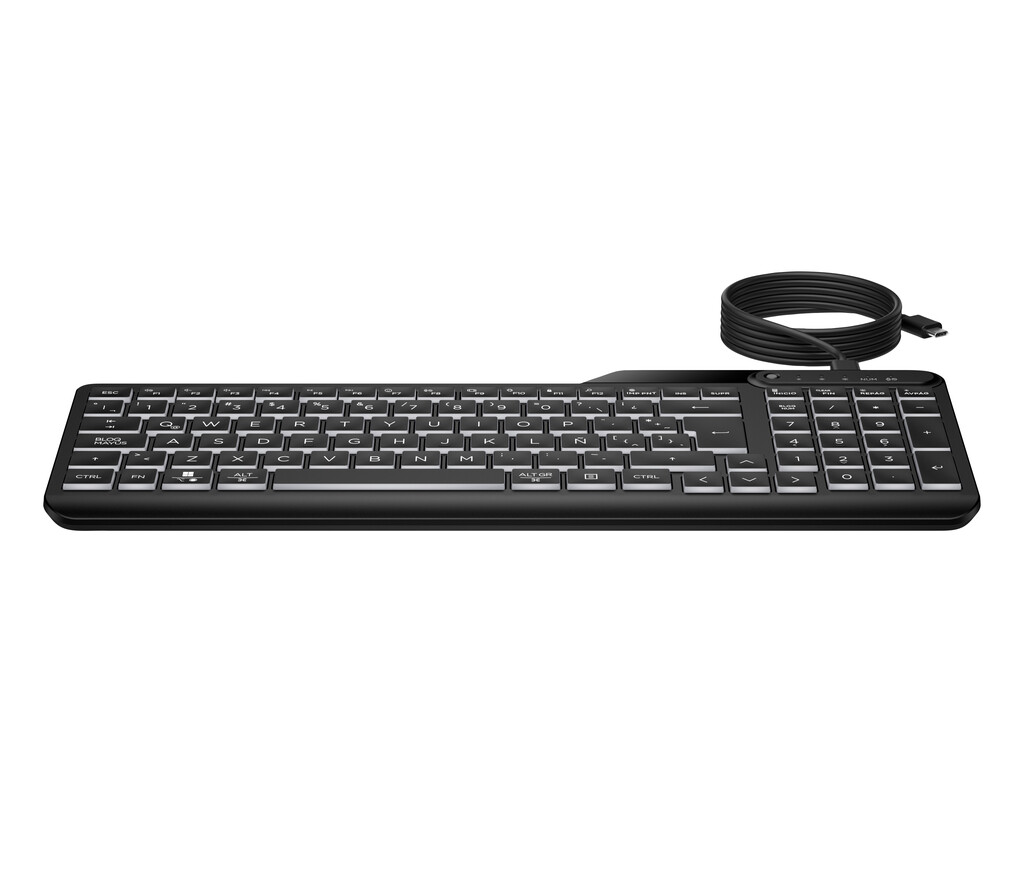 HP 405 backlit toetsenbord met kabel voor meerdere apparaten - Afbeelding 7