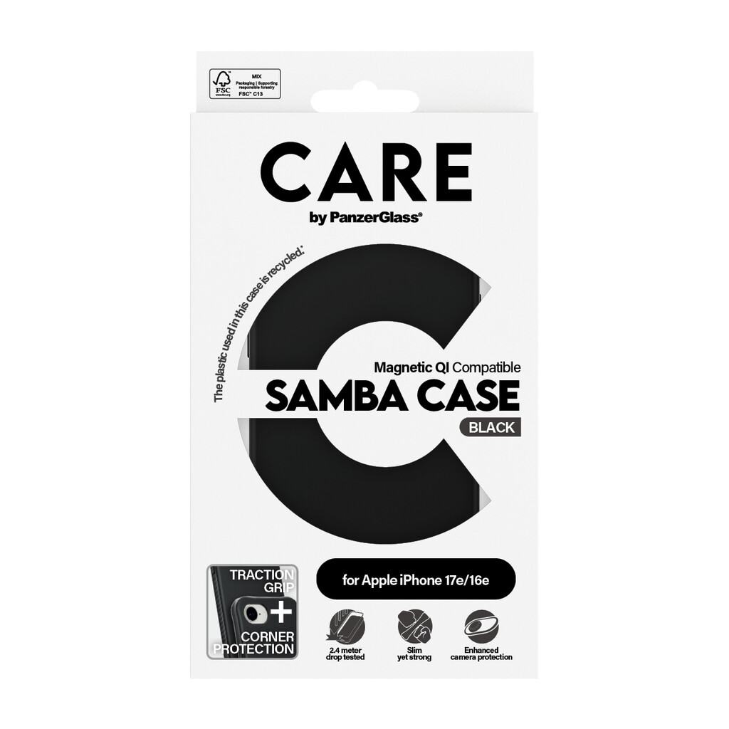 PanzerGlass CARE™ by ® Samba Case Black w. Qi Compatible iPhone 17e | 16e mobiele telefoon behuizingen Hoes Zwart - Afbeelding 3