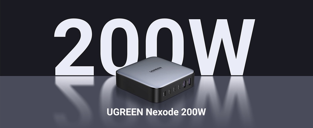 Ugreen 40914 Nexode 200W GaN Desktop USB-C USB-A Oplader - Afbeelding 9