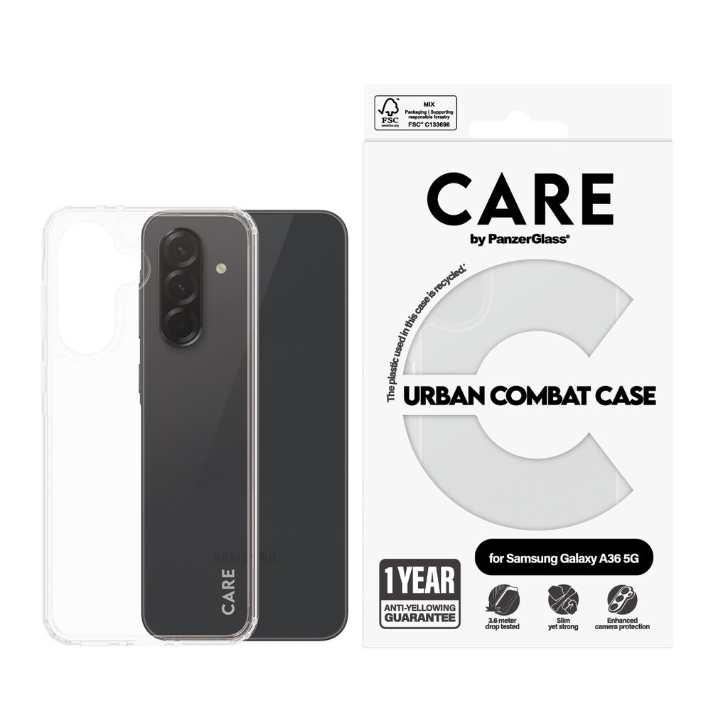 PanzerGlass CARE™ by ® Urban Combat Case Transparent Samsung Galaxy A36 5G mobiele telefoon behuizingen Hoes Transparant - Afbeelding 2