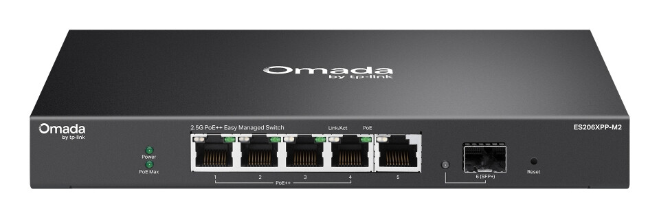 TP-Link ES206XPP-M2 netwerk-switch Managed L2 2.5G Ethernet (100/1000/2500) Power over Ethernet (PoE) Bureaublad-/wandmontage Zw
