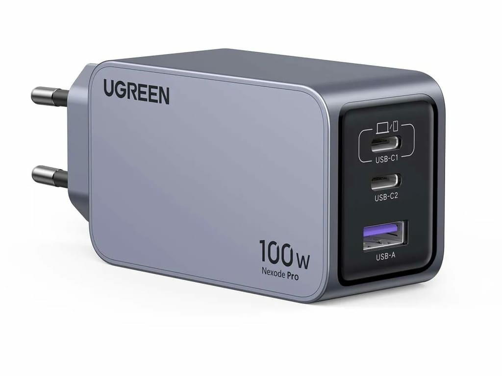 Ugreen Nexode Pro EU 3-Port GaN PD Fast Charger With USB-C Cable Universeel Zwart, Grijs AC Snel opladen Binnen - Afbeelding 2