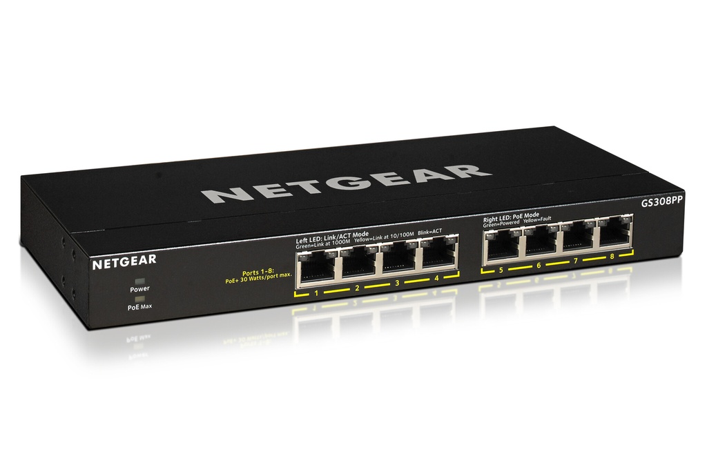 NETGEAR GS308PP Unmanaged Gigabit Ethernet (10/100/1000) Power over Ethernet (PoE) Zwart - Afbeelding 3