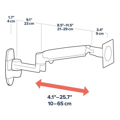 Ergotron LX Series LX Wall Mount LCD Arm 86,4 cm (34") Muur Aluminium - Afbeelding 6