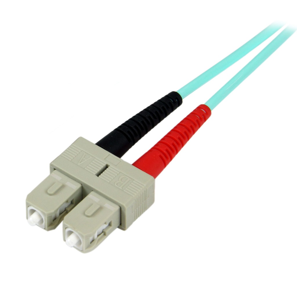StarTech.com 1m LC/UPC naar SC/UPC OM3 Multimode Glasvezel Netwerkkabel, Full Duplex 50/125µm Zipcord Fiber, 100G Netwerken, L - Afbeelding 2