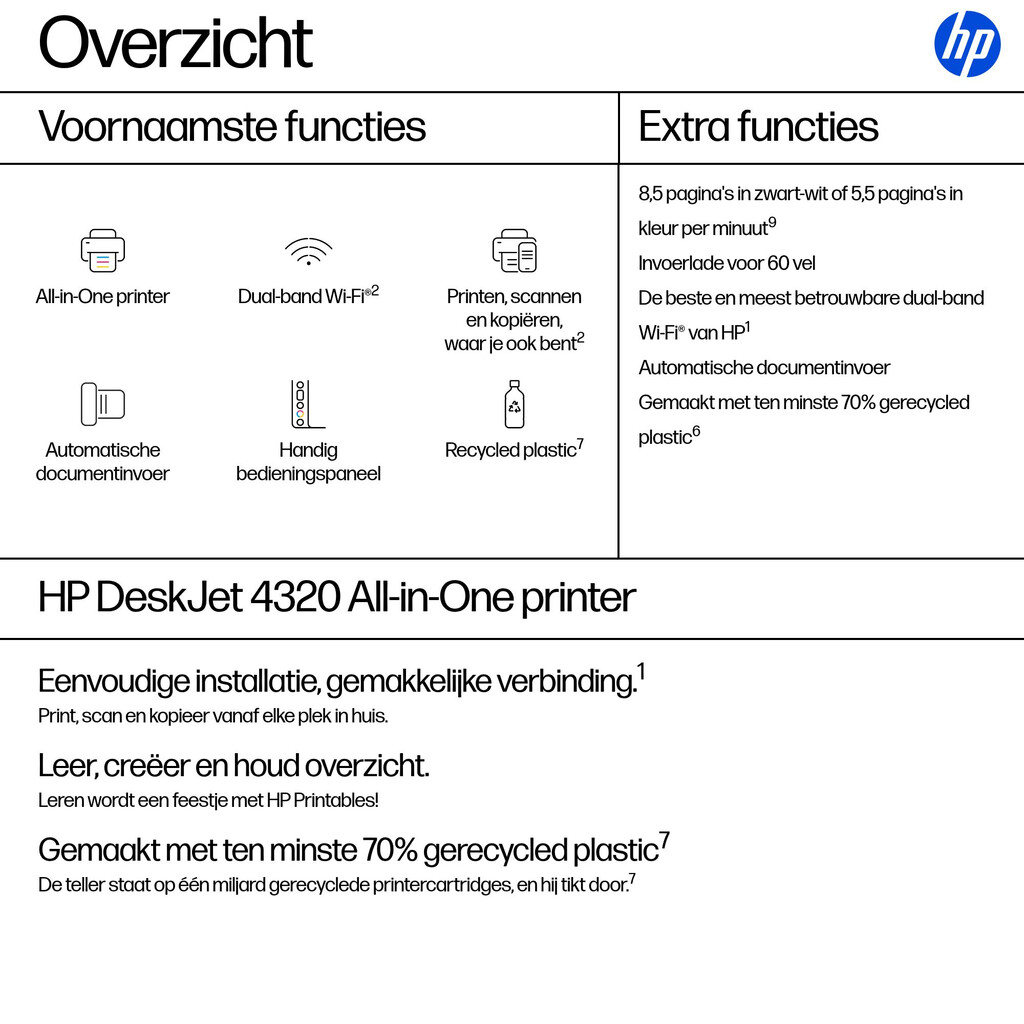HP DeskJet 4320 Draadloos All-in-One Kleur Printer, Instant Ink - Afbeelding 23