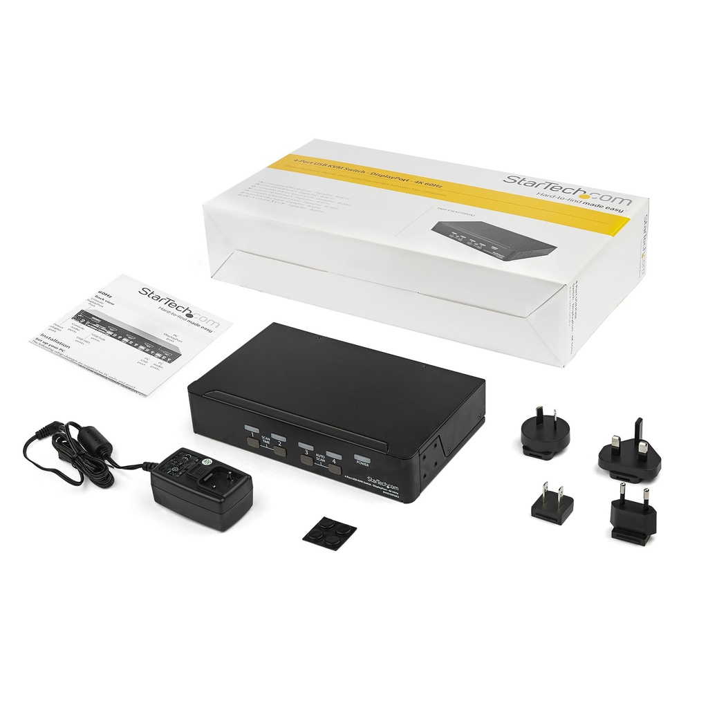 StarTech.com 4 Port DisplayPort KVM Switch, 4K 60Hz, Single Display, Dual Port UHD DP 1.2 USB KVM Switch met Geïntegreerde USB 2 - Afbeelding 5