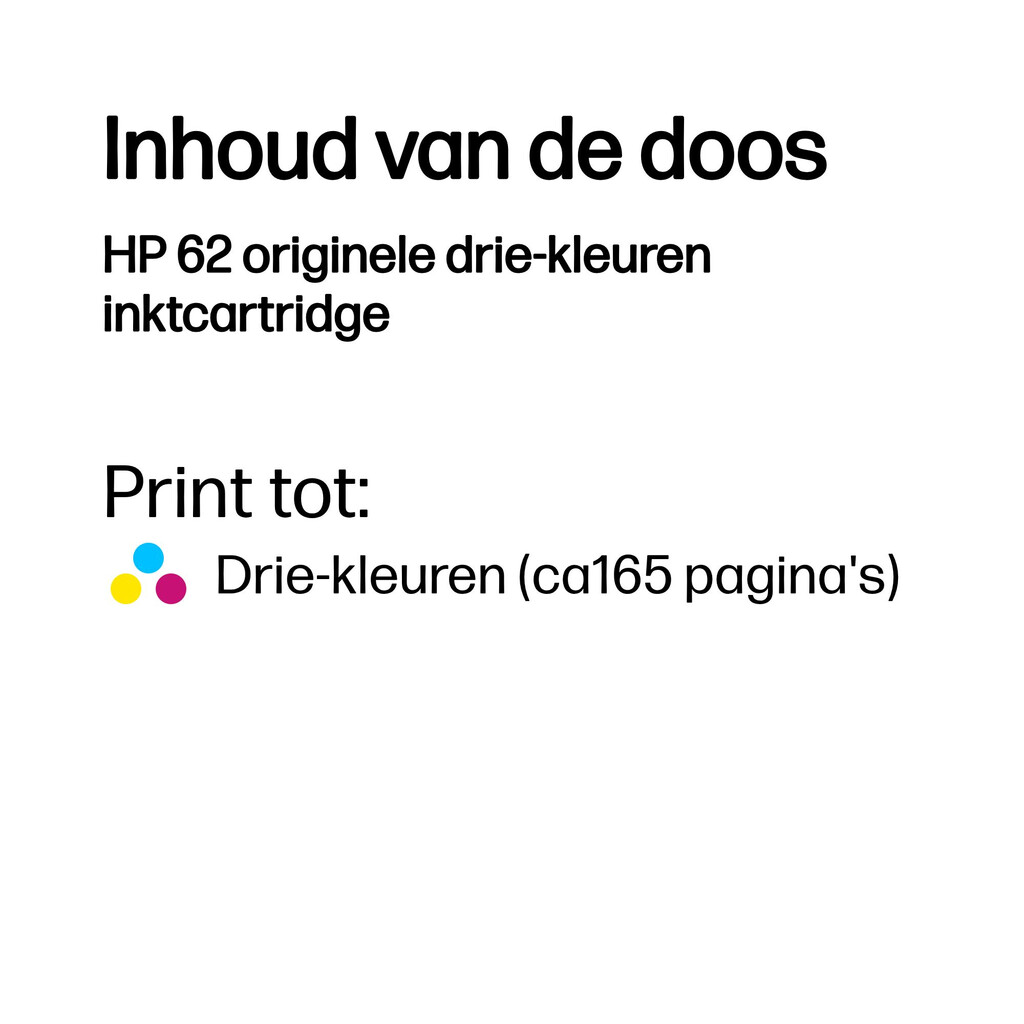 HP 62 originele drie-kleuren inktcartridge - Afbeelding 3