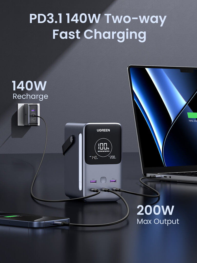 Ugreen Nexode Power Bank 48000 mAh Lithium Grijs - Afbeelding 10