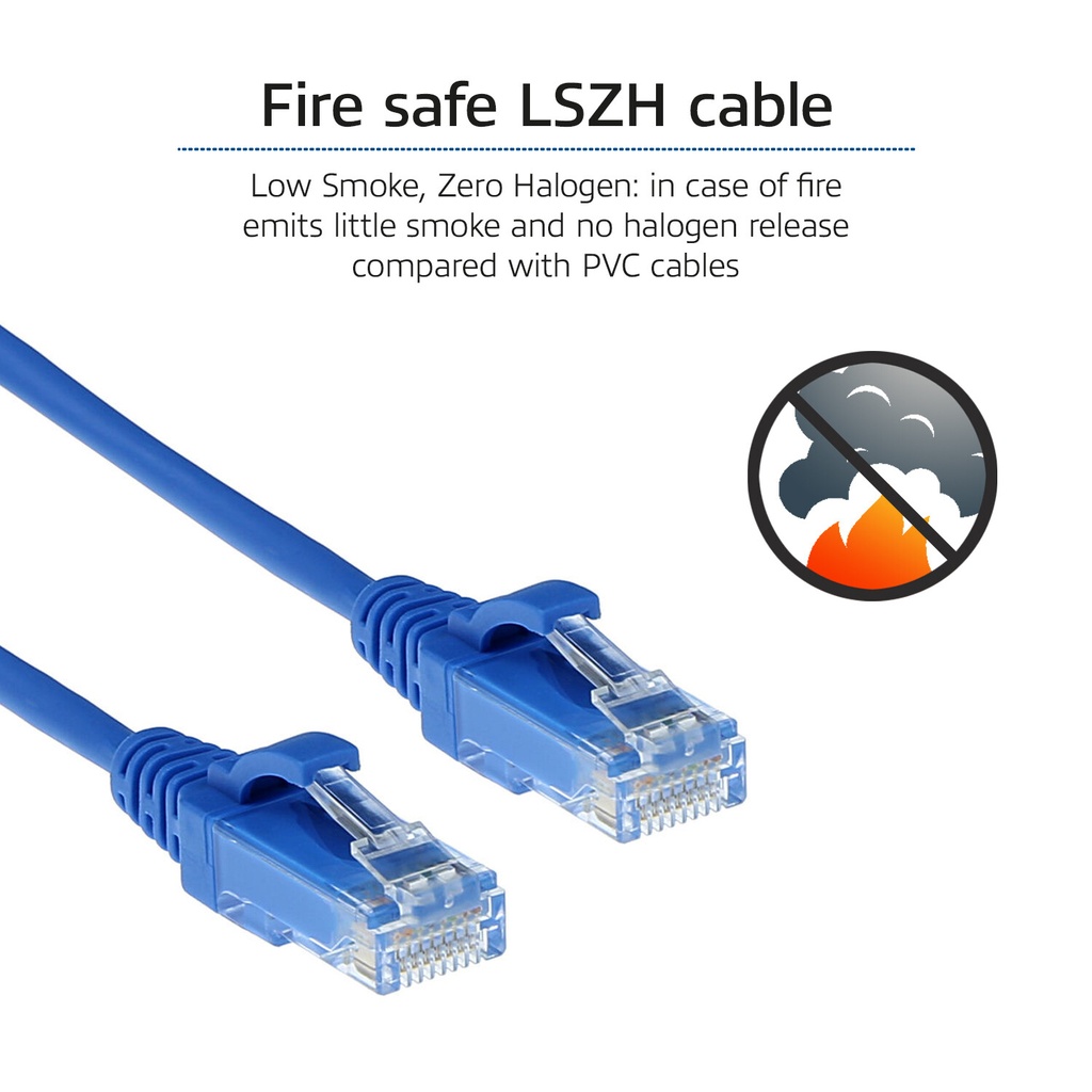 ACT Blauwe 1.5 meter LSZH U/UTP CAT6 datacenter slimline patchkabel snagless met RJ45 connectoren - Afbeelding 7