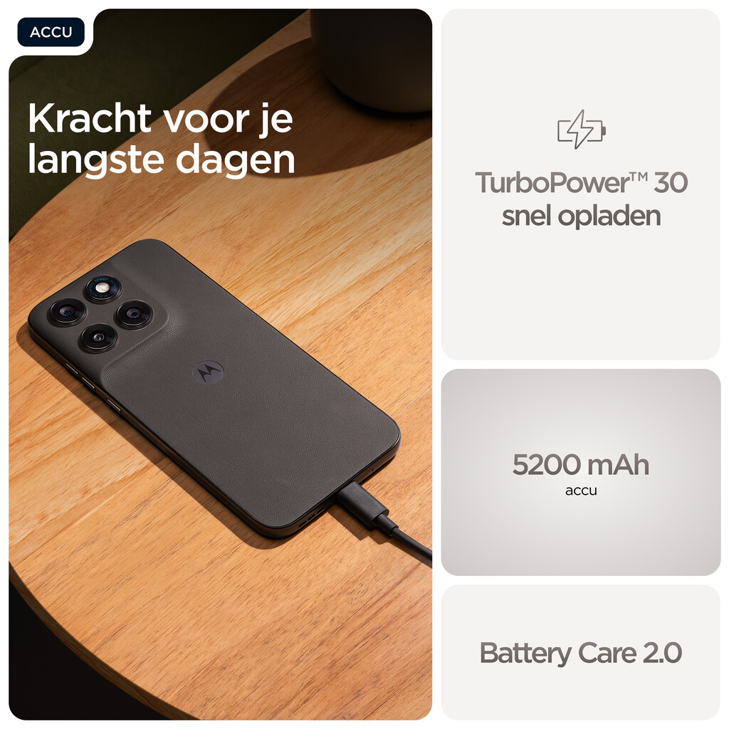 Motorola moto g77 17,3 cm (6.8") Hybride Dual SIM Android 16.0 5G USB Type-C 8 GB 256 GB 5200 mAh Zwart - Afbeelding 6