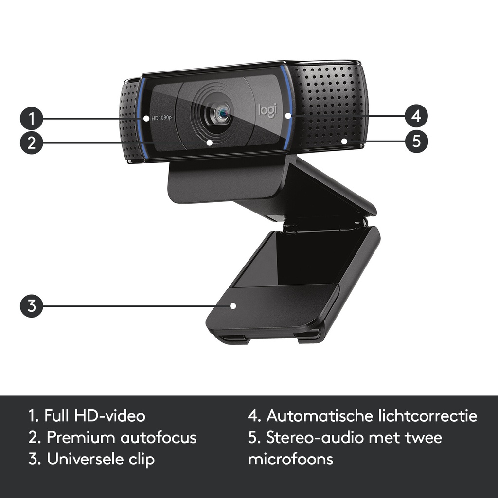 Logitech C920 Pro HD webcam 3 MP 1920 x 1080 Pixels USB Zwart - Afbeelding 6
