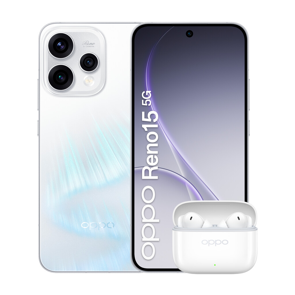 OPPO Reno15 5G Aurora White Box 16,7 cm (6.59") Dual SIM Android 16.0 USB Type-C 8 GB 512 GB 6500 mAh Wit