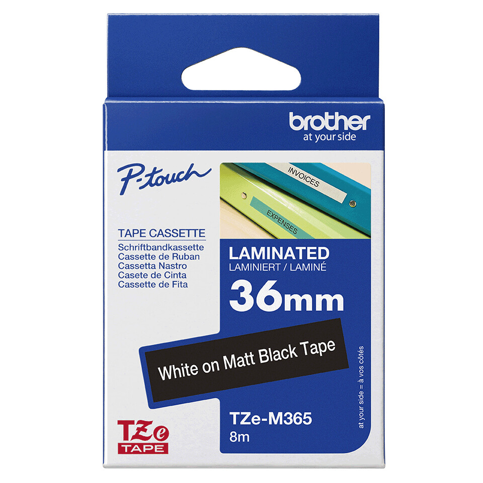Brother TZE-M365 labelprinter-tape Wit op zwart - Afbeelding 2