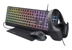 Trust GXT 792 Quadrox Gaming Bundel - Gaming toetsenbord en muisset – Belgische AZERTY-indeling – RGB-verlichting – Zwart