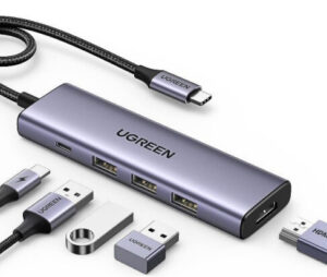 Ugreen 15596 laptop dock & poortreplicator Bedraad USB 3.2 Gen 1 (3.1 Gen 1) Type-A + Type-C Aluminium