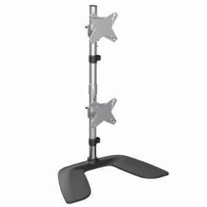 StarTech.com Verticale Dual Monitorsteun, Ergonomisch Bureaustandaard voor Verticaal Gestapelde Schermen, Vrijstaande Universel