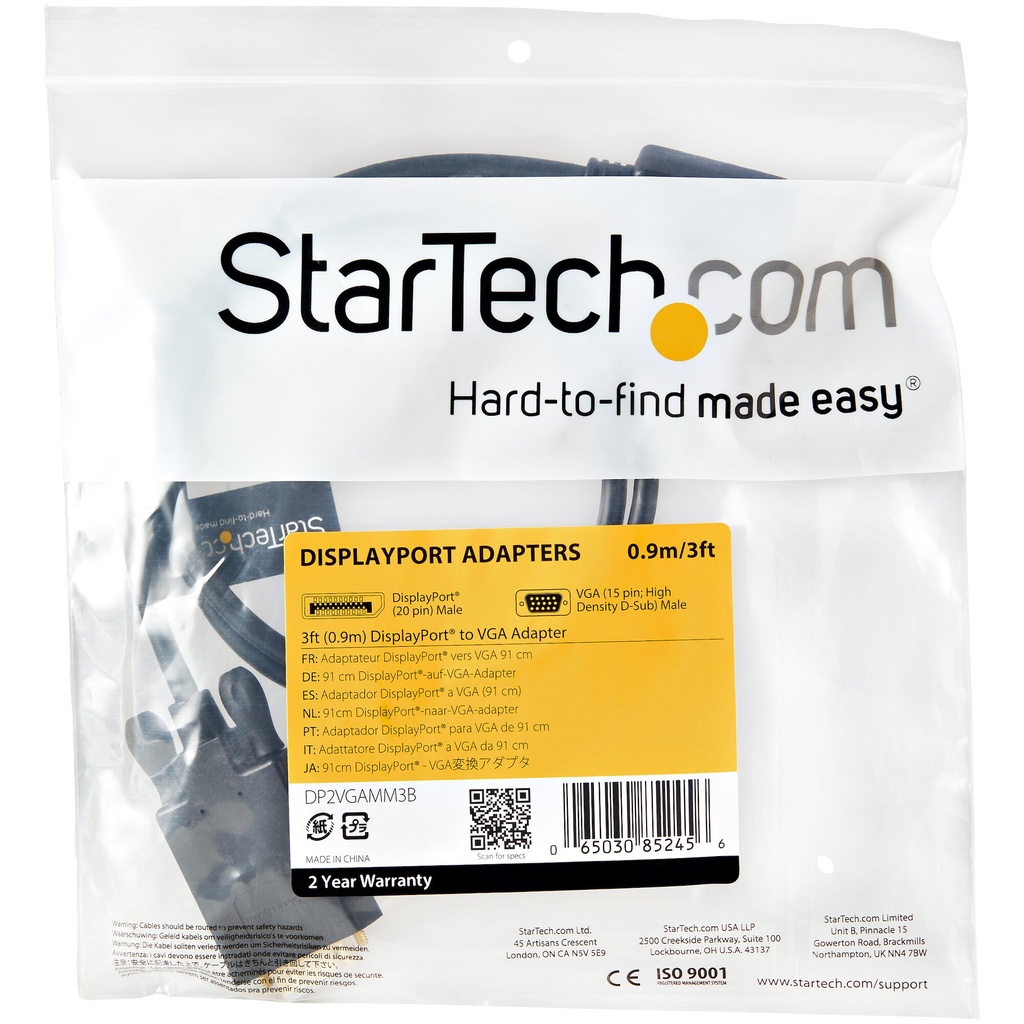 StarTech.com 91 cm lange DisplayPort-naar-VGA-adapterconverterkabel – DP naar VGA 1920x1200 - zwart - Afbeelding 5